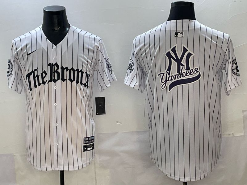 Men 2025 New York Yankees Blank White Stripe Five generations Joint Name Nike MLB Jersey style 016->new york yankees->MLB Jersey